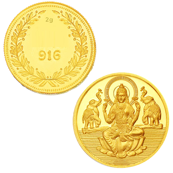 22KT 2 Grams Lakshmi Gold Coin